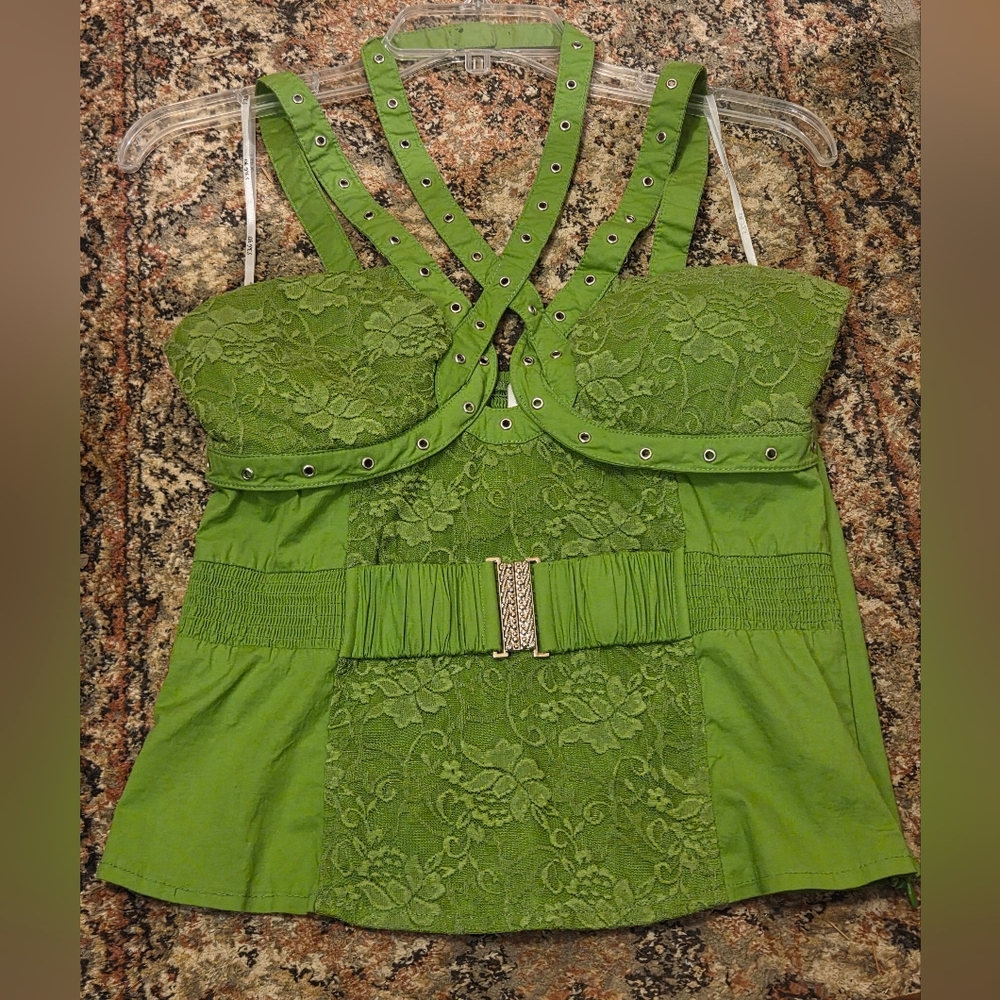 Oh Yes! Vibrant Green Lace Corset Top